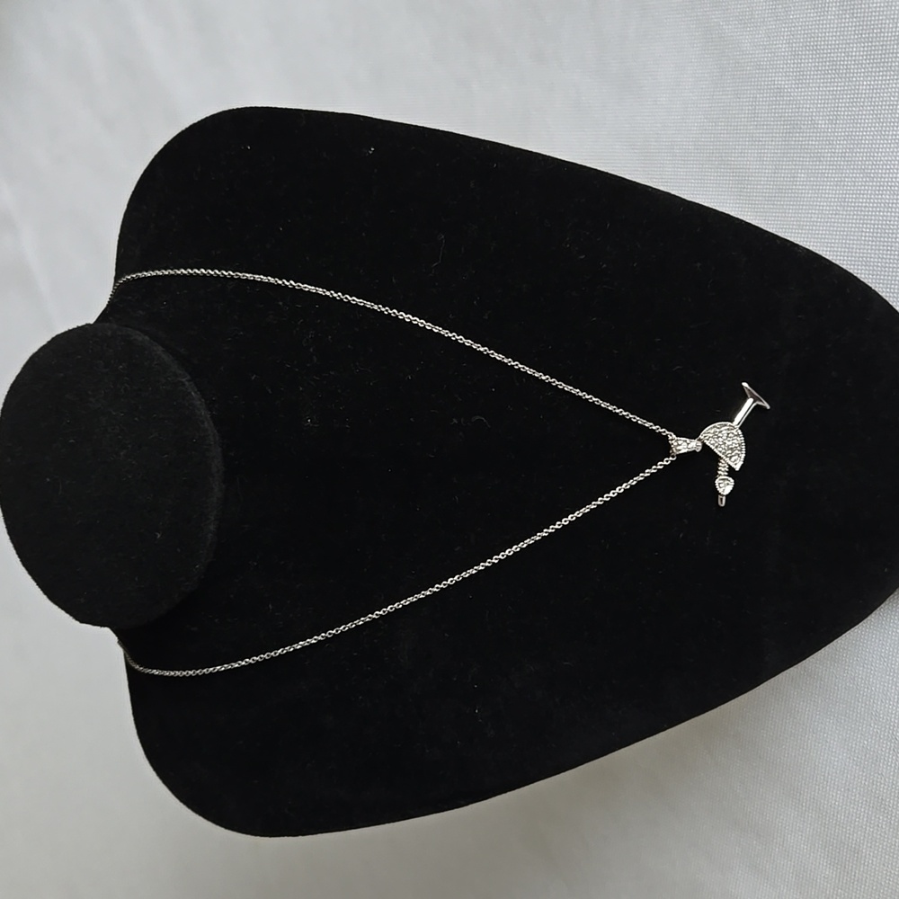 NIB Sterling Silver Martini Pendant Necklace